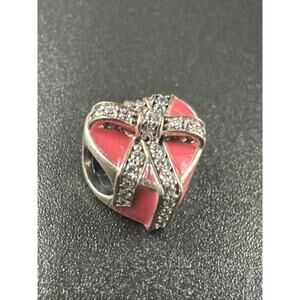 Pandora Pink Heart Gift Box Charm Enamel CZ 925 G10